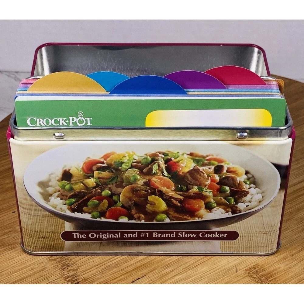 Crock Pot Recipe Card Collection Tin Keepsake Box 76 Recipes Cards & 24 Blank